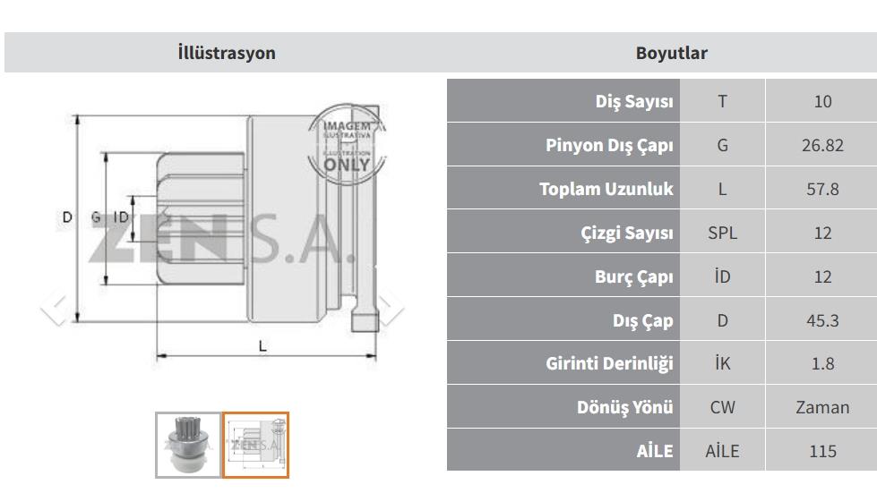 ZEN1820-Marş Dişlisi