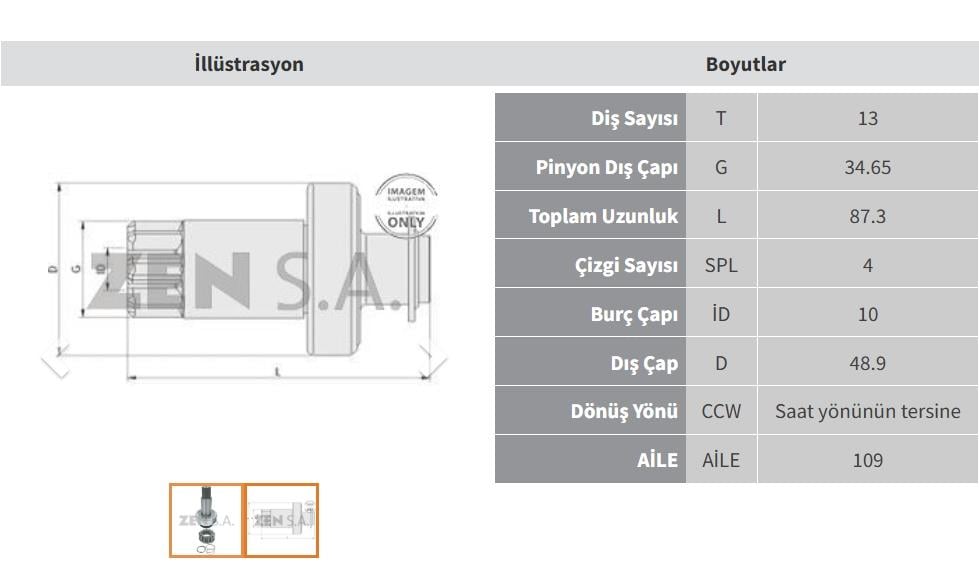 ZEN1824-Marş Dişlisi
