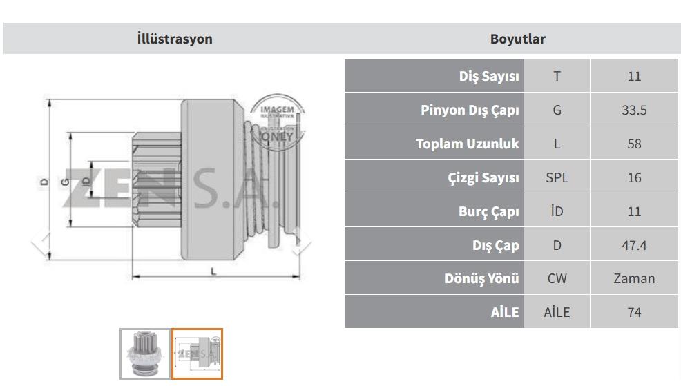 ZEN2033-Marş Dişlisi