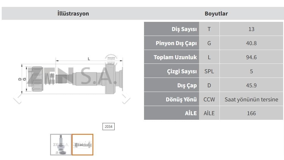 ZEN2034-Marş Dişlisi