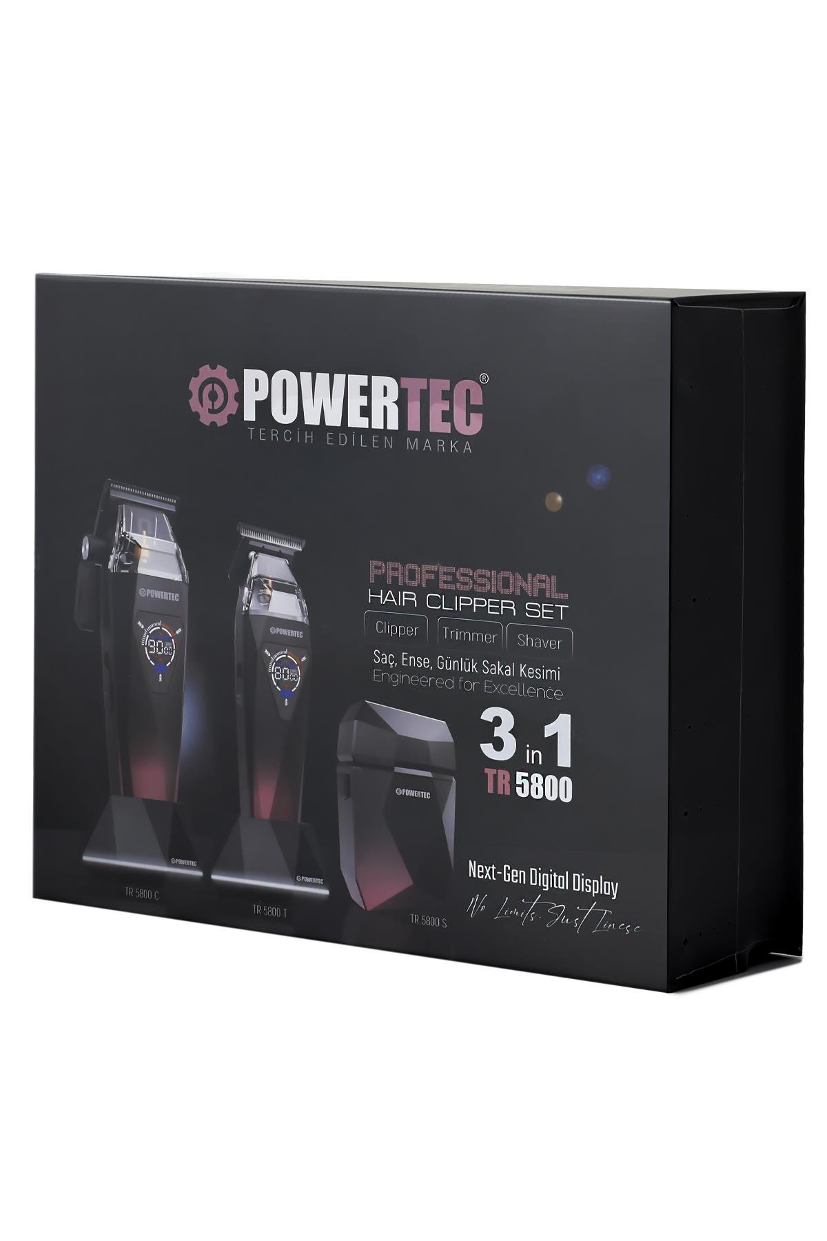 Powertec TR-5800 Saç-Sakal-Ense-Günlük Tıraş Makinesi 3in1 ( 0.5mm Tarak Dahil )