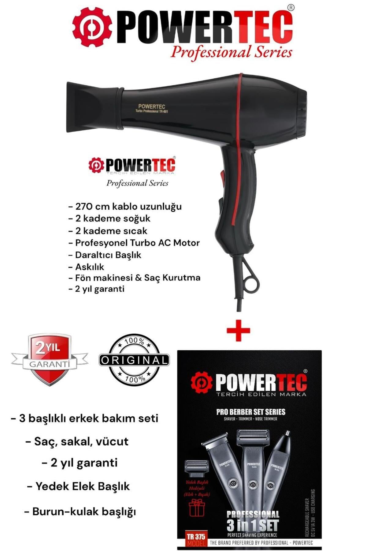 TR-601 Fön Makinesi + TR-375 Erkek Bakım Kiti (Hediye Paketli Çeyiz Seti)