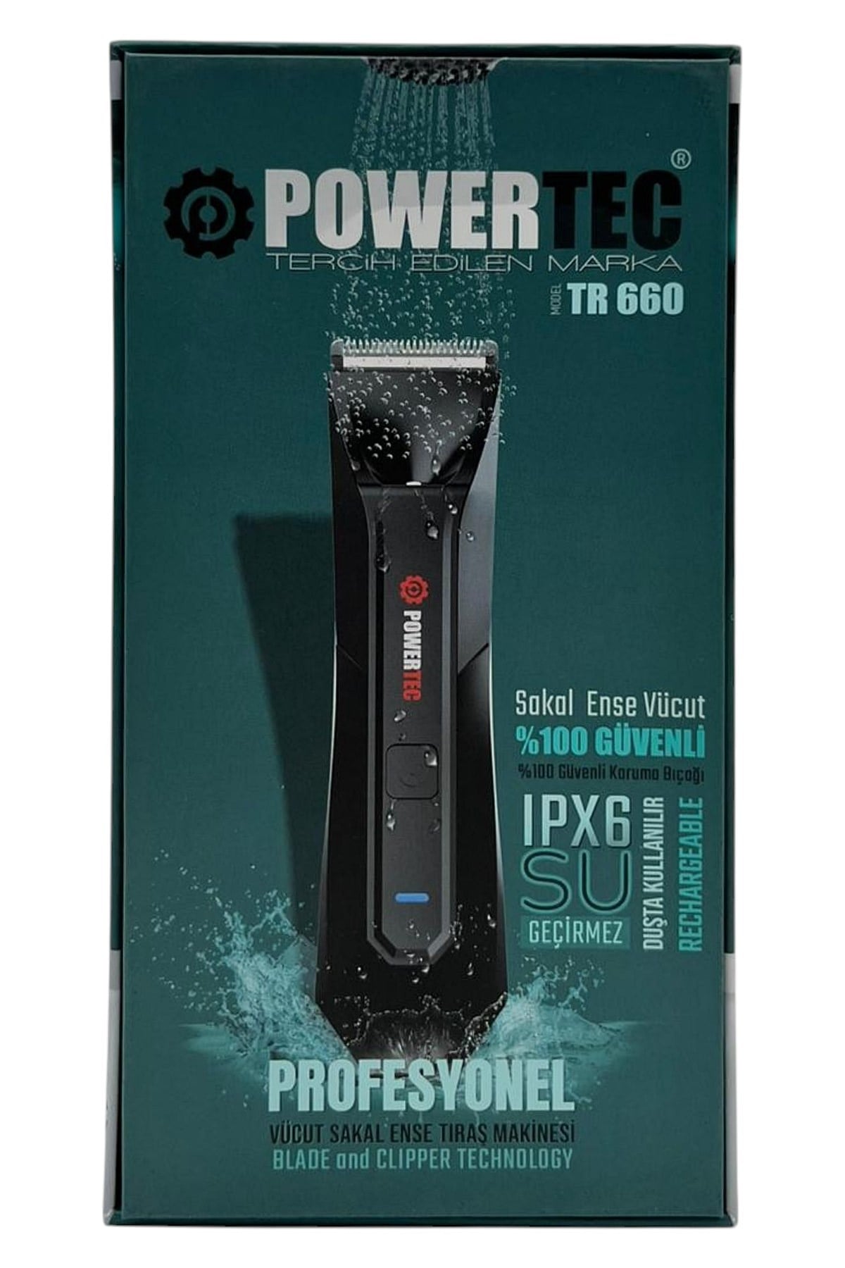 TR-660 Islak & Kuru Tüm Vücut Tıraş Makinesi (Led Işıklı & Ayarlanabilir Taraklı Başlık) IPX6 Type-C