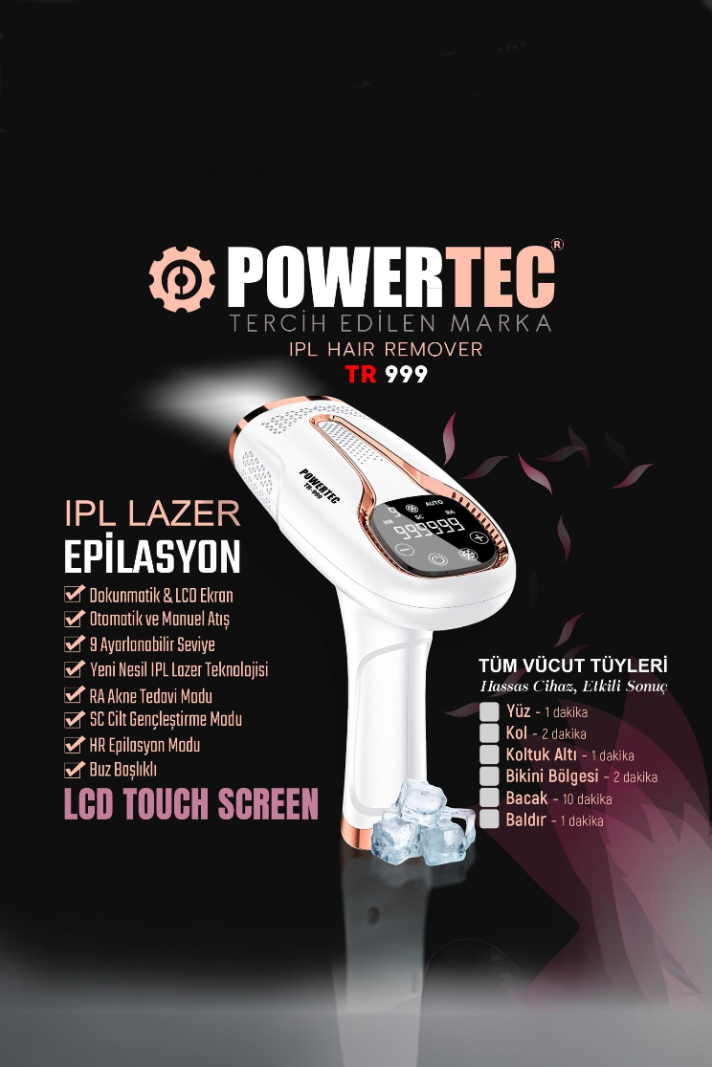 TR-999 IPL Lazer Epilasyon 999.999 Atım Otomatik/Manuel 9 Modlu