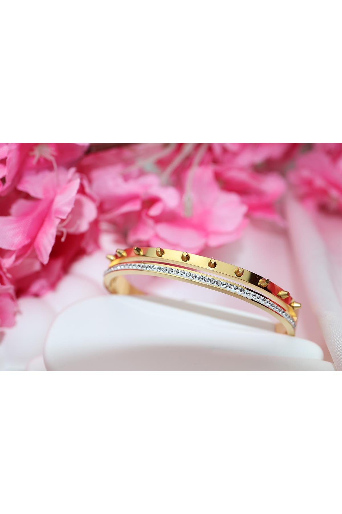 Gold Zımba Model Taşlı Kelepçe