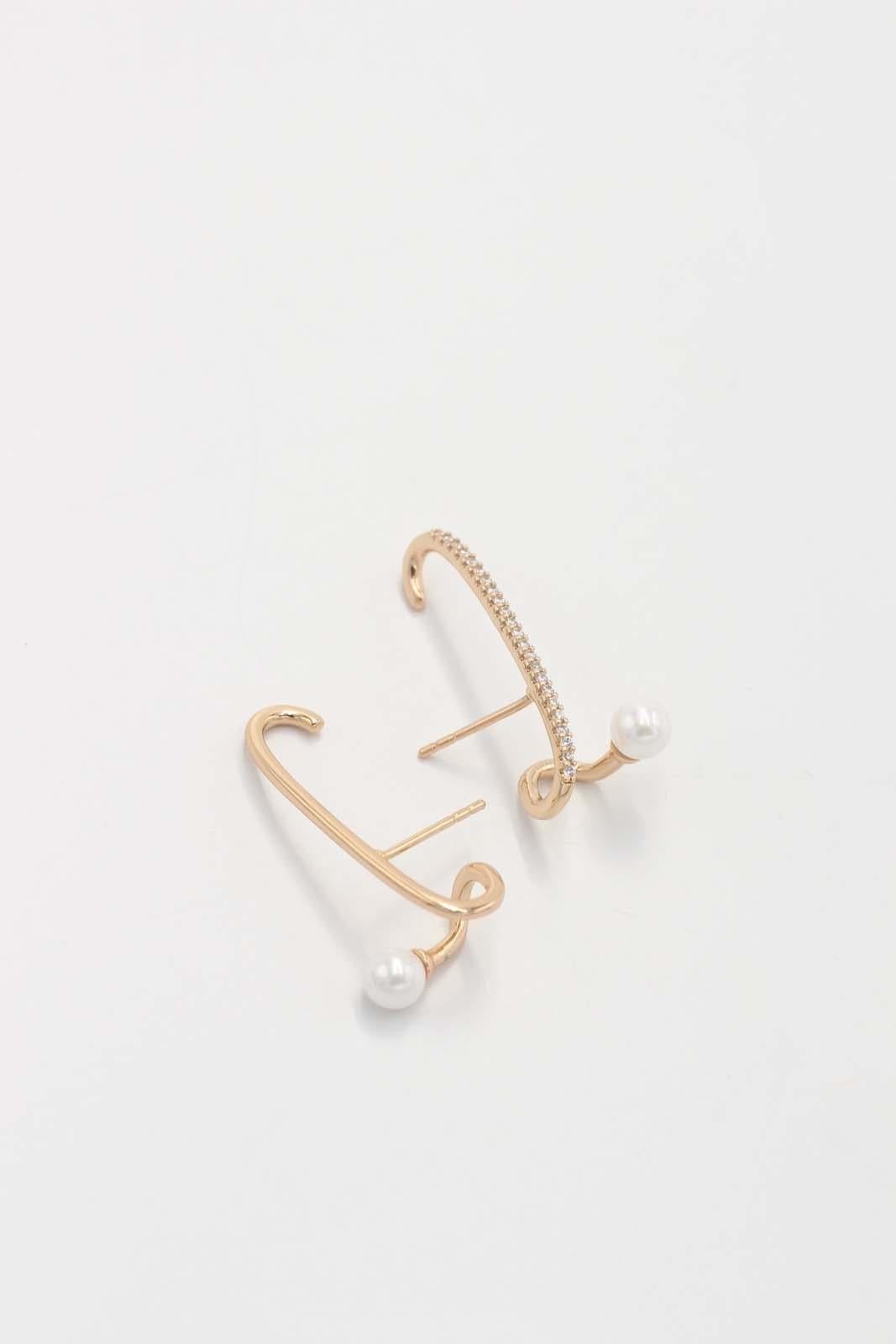 İnci Detaylı Gold Küpe