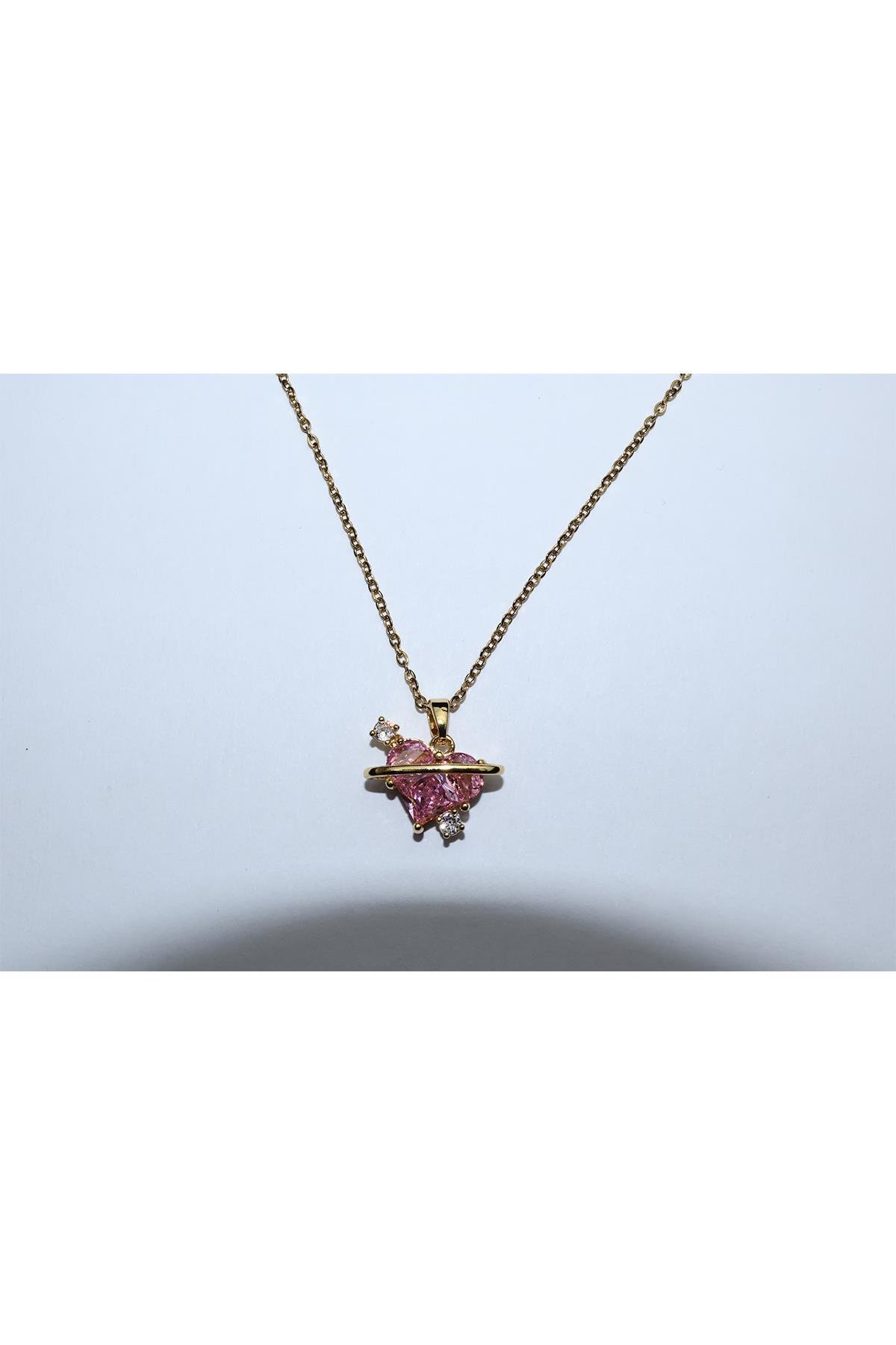 Pink Kristal Love Kolye