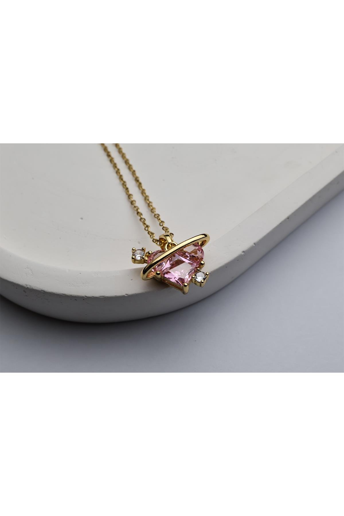 Pink Kristal Love Kolye