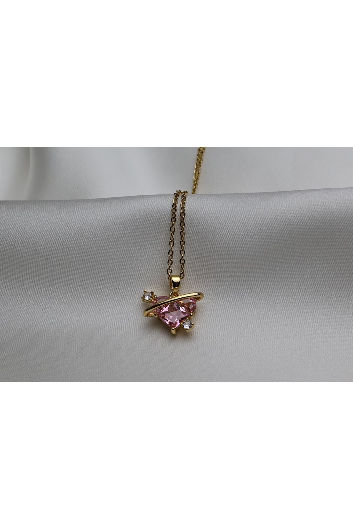 Pink Kristal Love Kolye