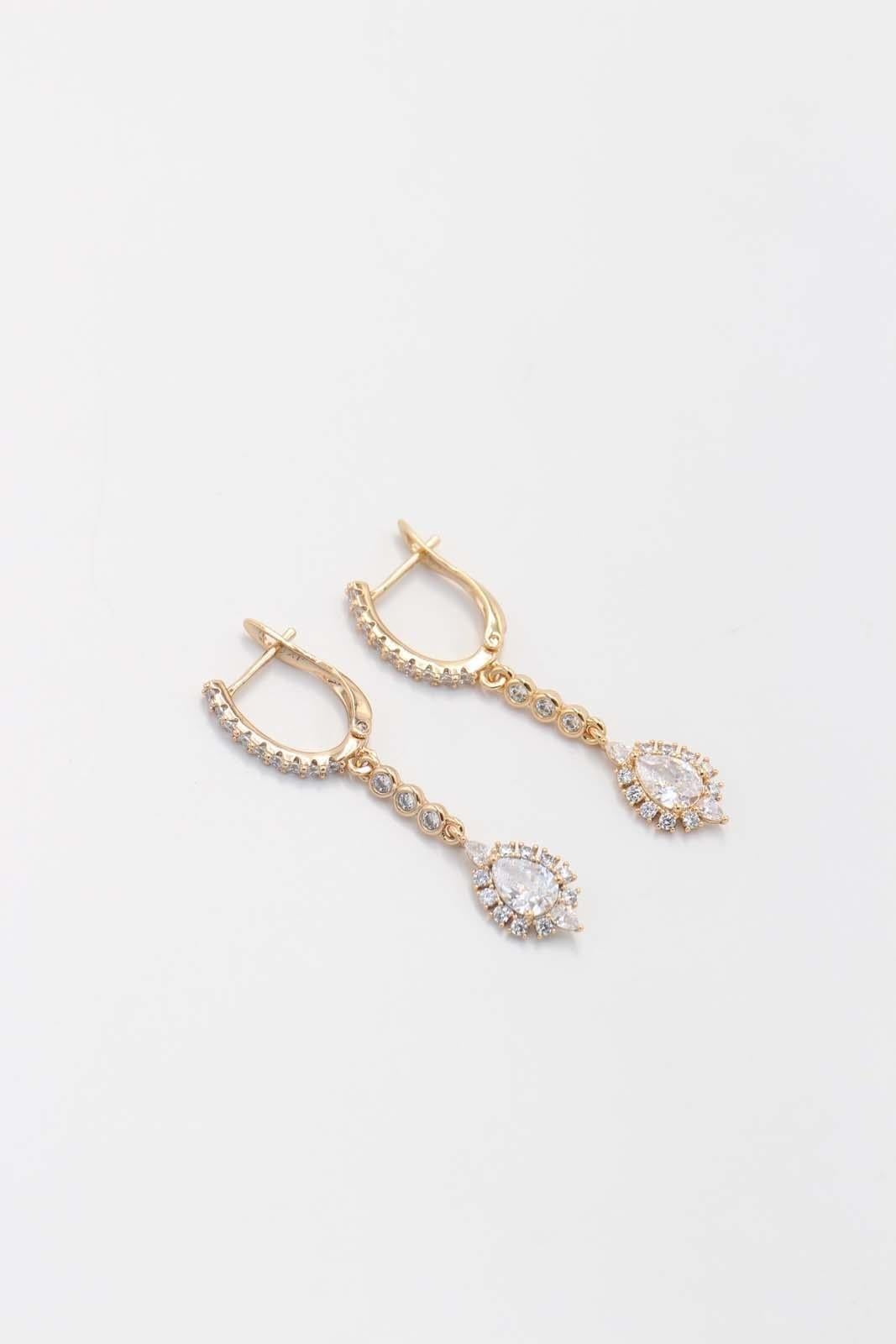 Taşlı Gold Küpe