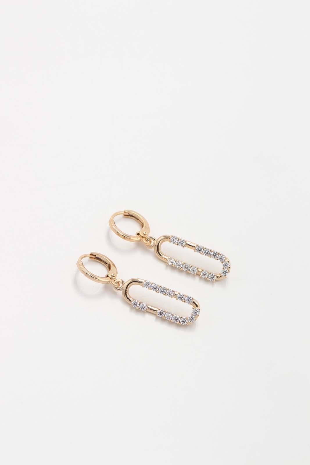 Taşlı Gold Küpe