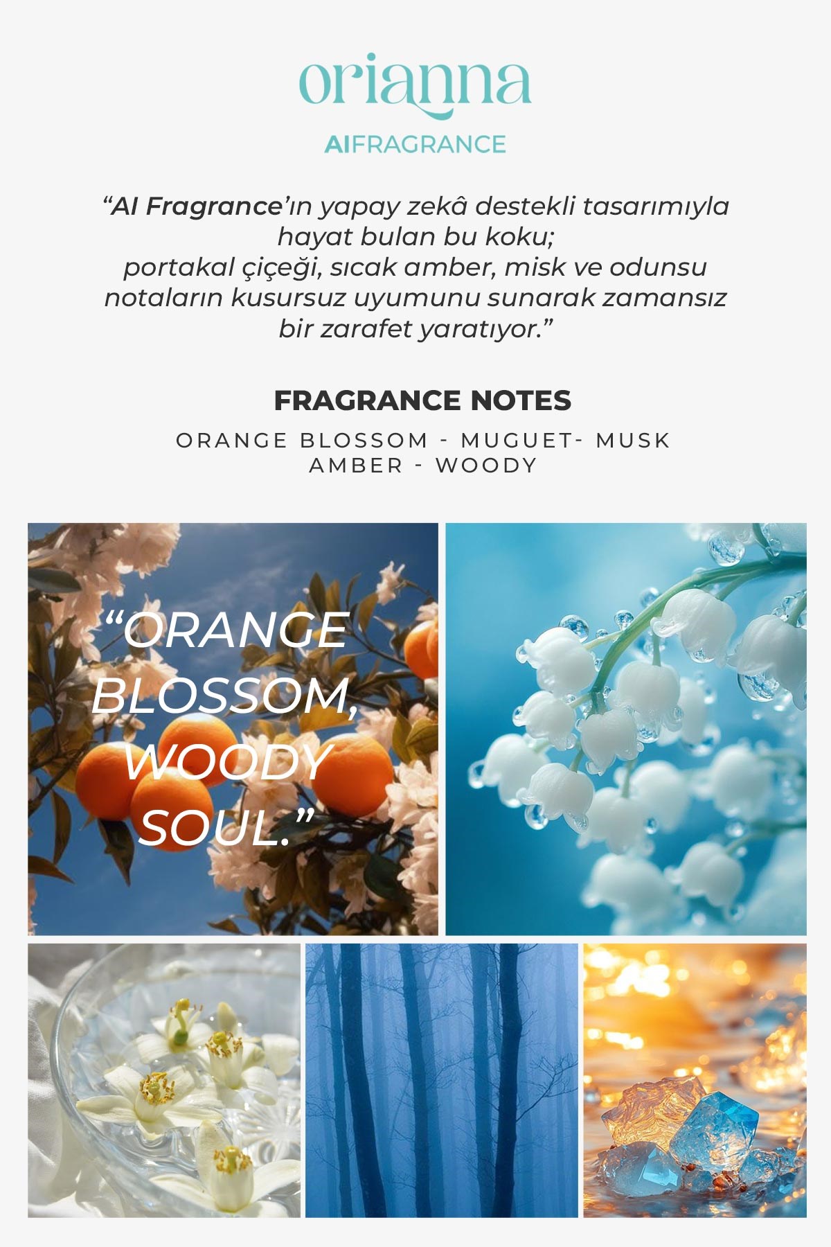 AI Fragrance Orianna EDP Kadın Parfüm 50ml | Orange Blossom | Muguet | Misk | Amber | Woody