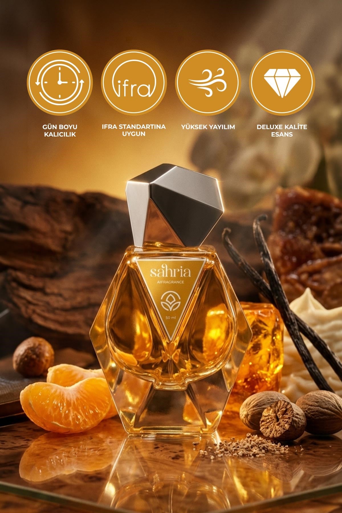 AI Fragrance Sahria EDP Kadın Parfüm 50ml | Mandalina | Nutmeg | Floral | Vanilya | Woody