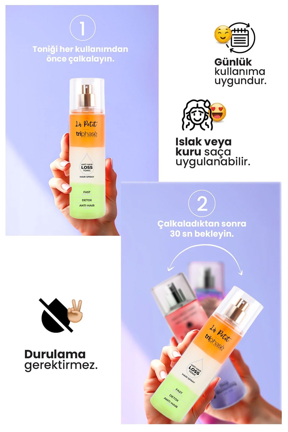 Anti Hair Loss Hair Spray Saç Toniği, Dökülme Karşıtı 3 Fazlı Bakım, Saç Oluşumuna Destek 150 ml