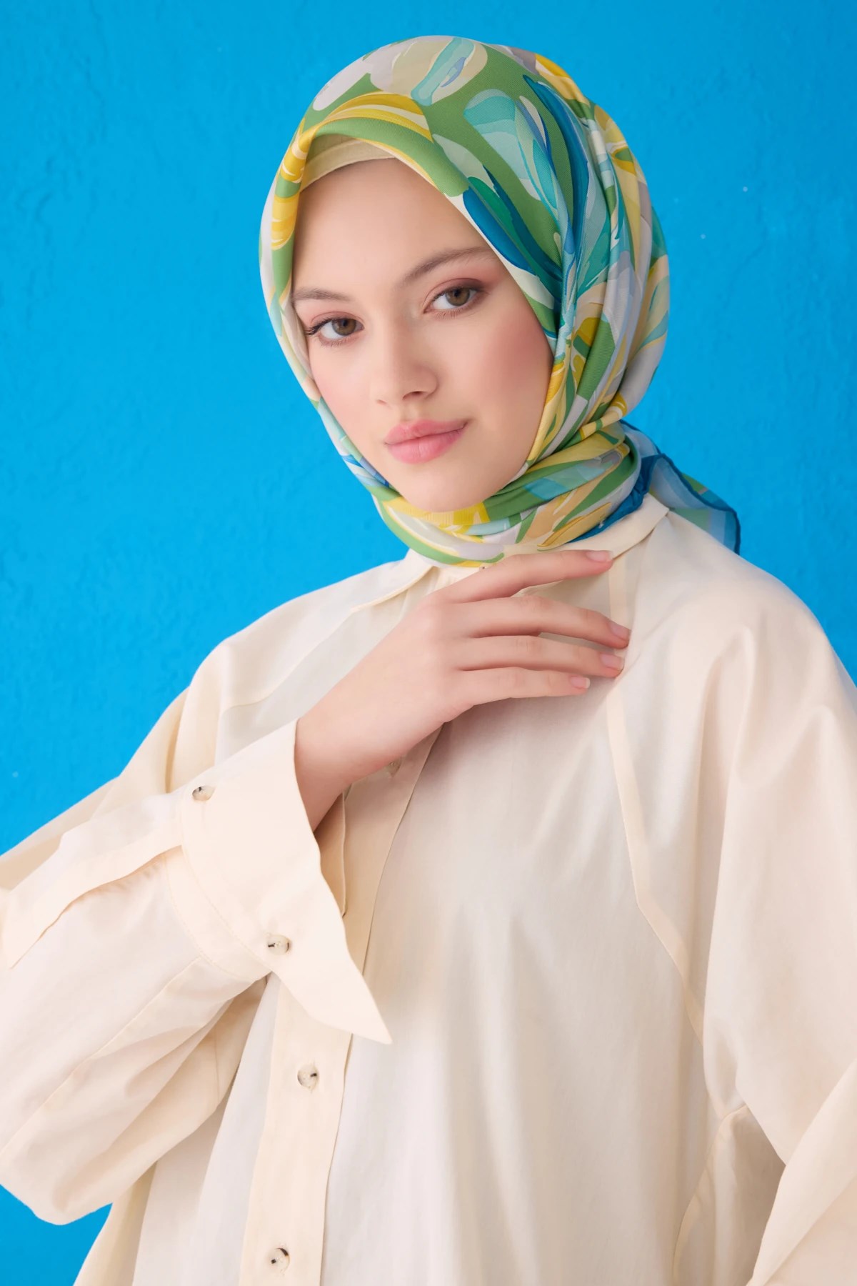 Belli Twill İpek Desenli Eşarp 4107D