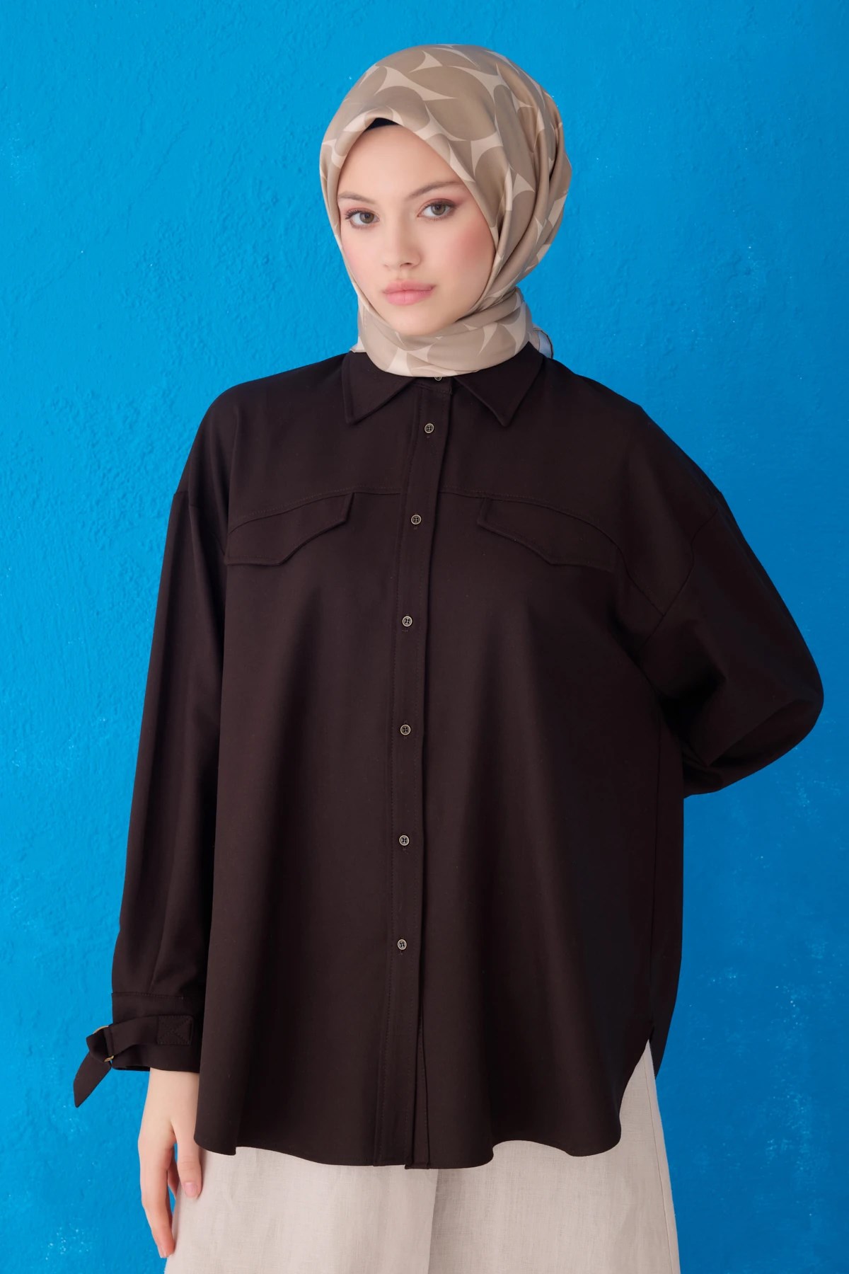 Belli Twill İpek Desenli Eşarp 4117D