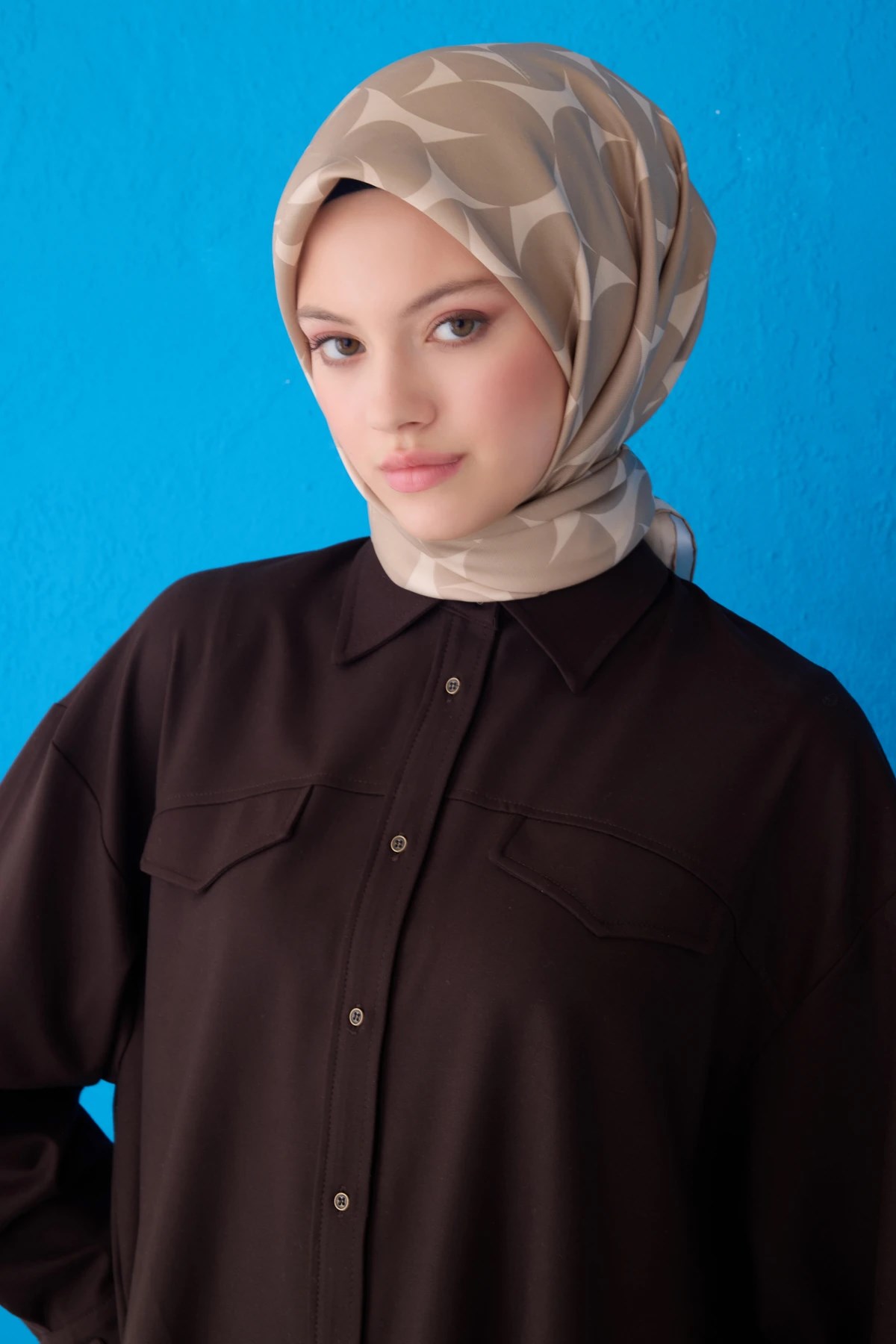 Belli Twill İpek Desenli Eşarp 4117D