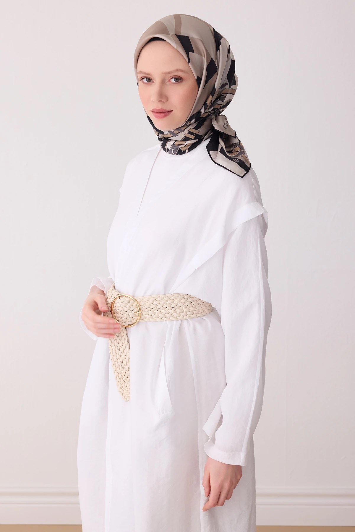 Belli Twill İpek Desenli Eşarp 4300D