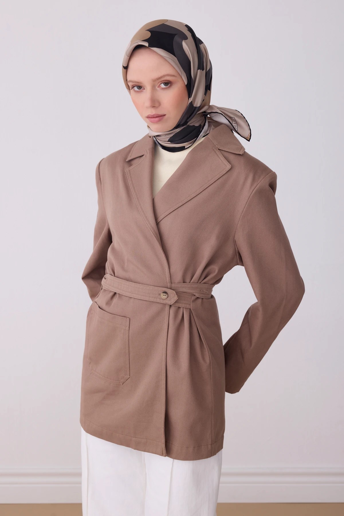Belli Twill İpek Desenli Eşarp 4306D