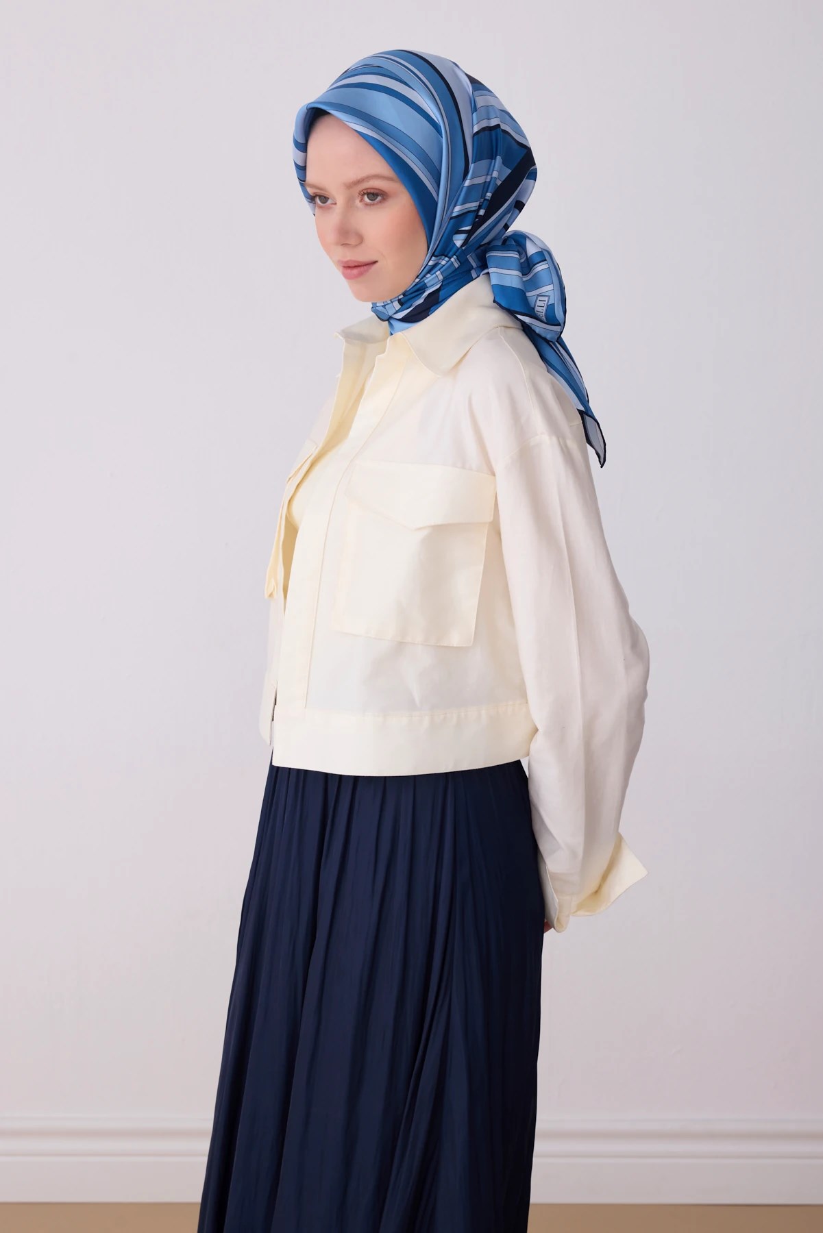 Belli Twill İpek Desenli Eşarp 4311D
