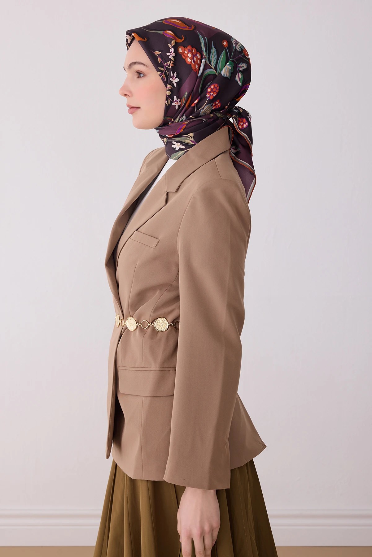 Belli Twill İpek Desenli Eşarp 4320D