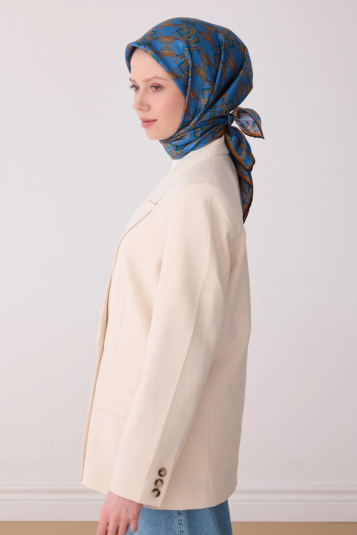 Belli Twill İpek Desenli Eşarp 4328D
