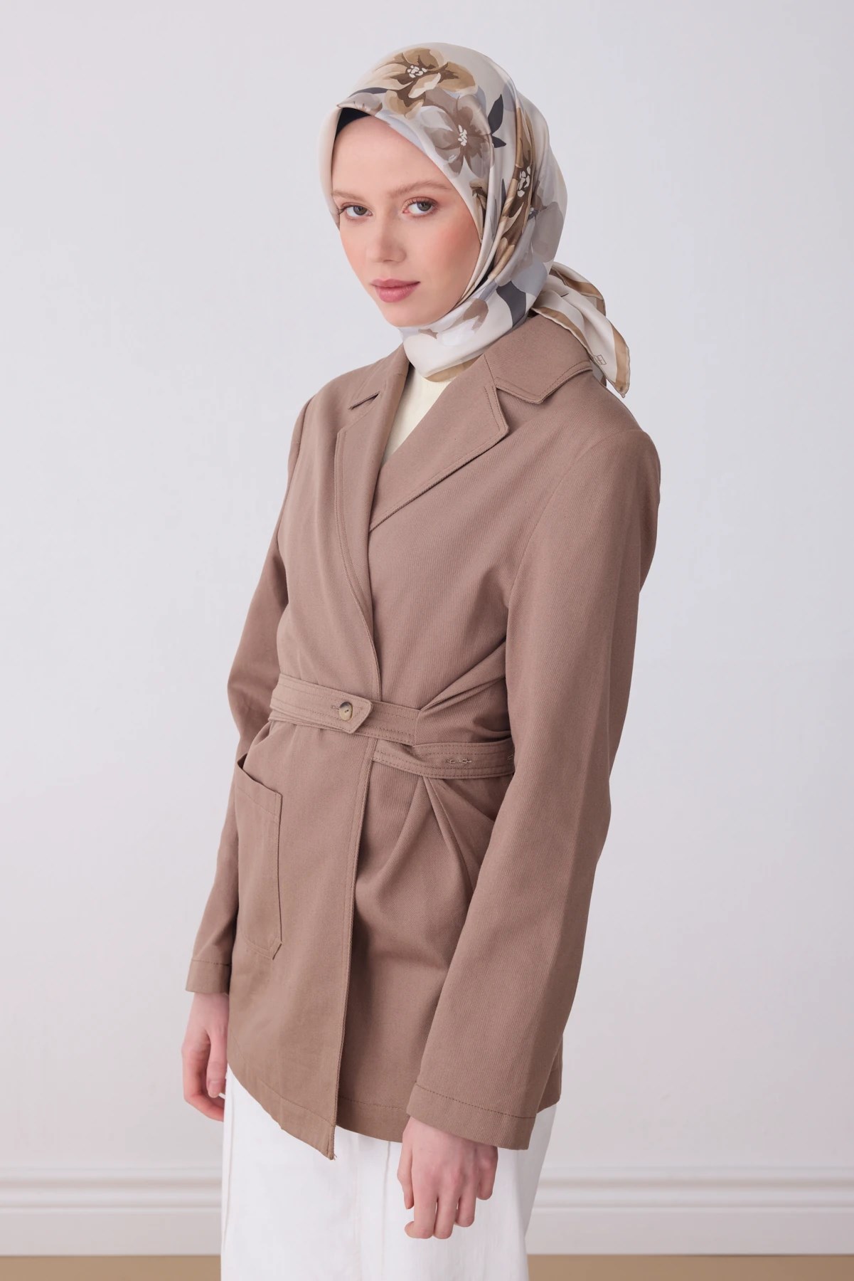 Belli Twill İpek Desenli Eşarp 4330D