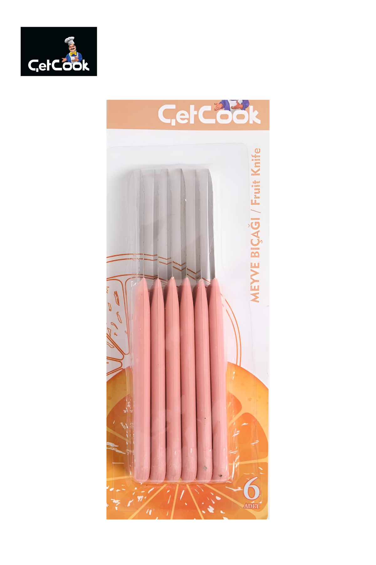 ÇetCook Pembe Saplı Meyve Bıçağı 6'lı