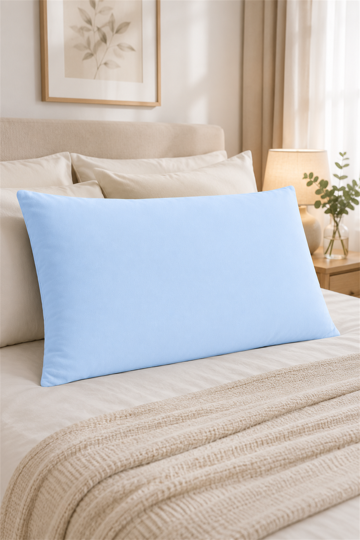 ÇetHome 50x70 cm Mavi Yastık Koruyucu Kapaklı Kılıf