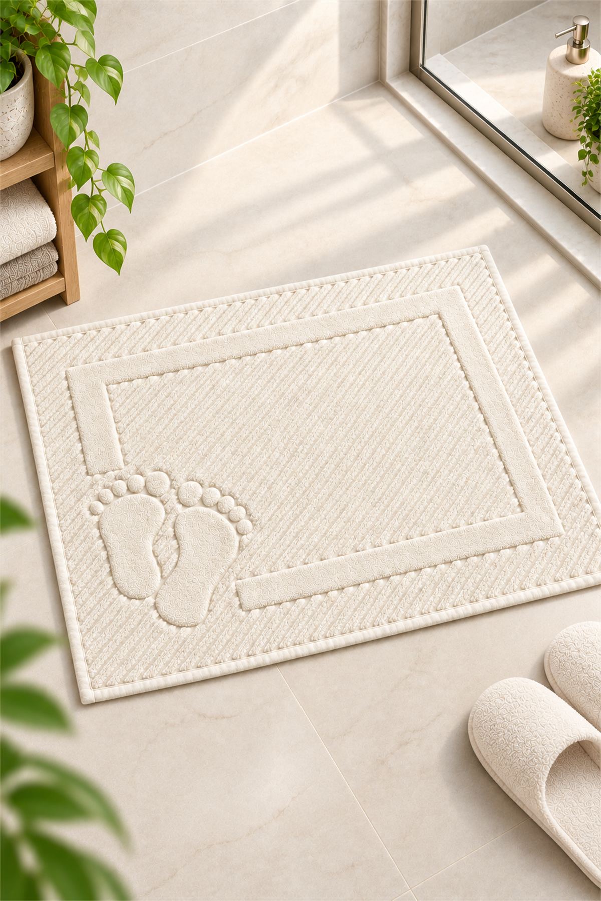 ÇetHome Krem Renk Ayak Havlusu