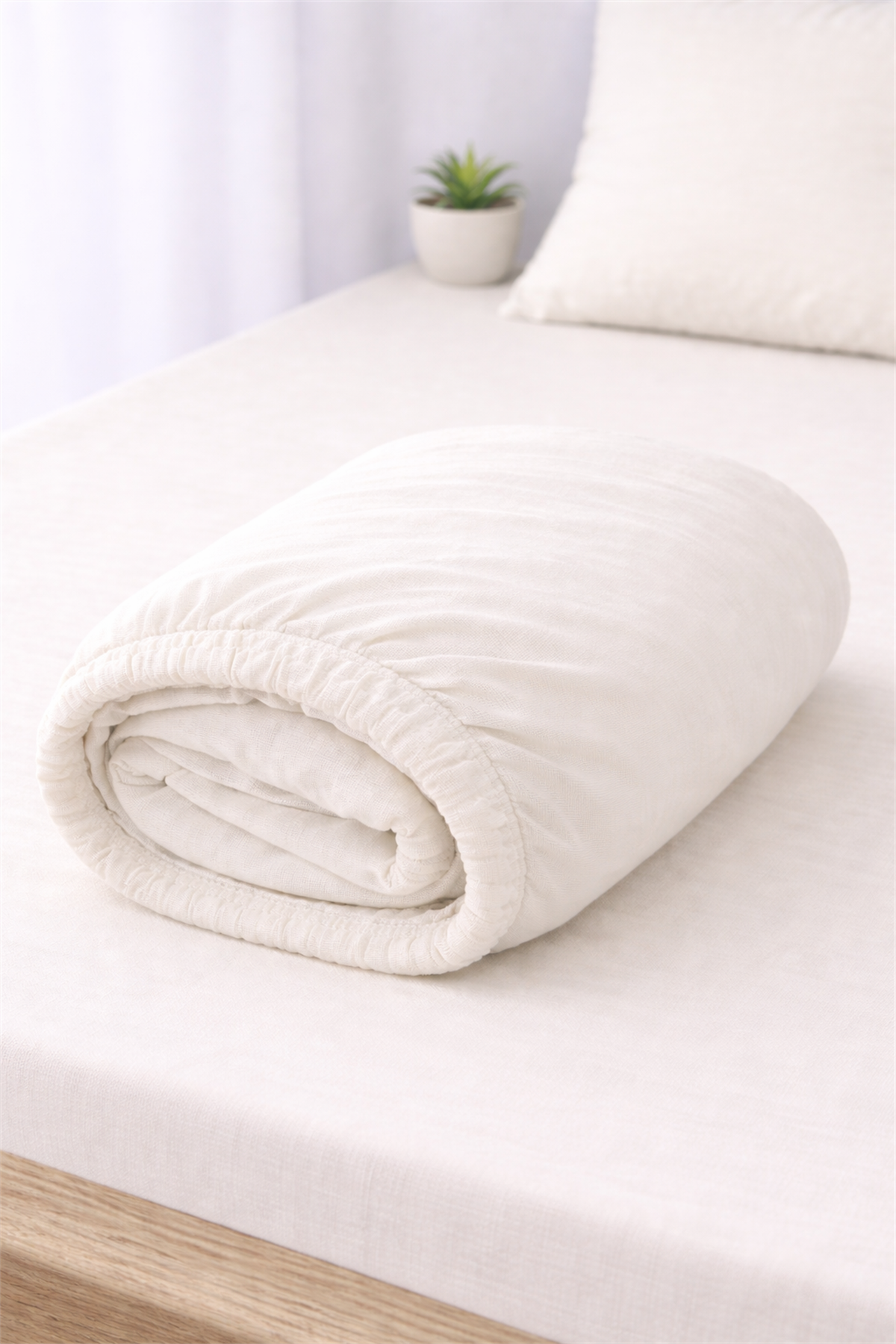 ÇetHome Pamuklu Ekru Lastikli Çift Kişilik Çarşaf 160*200 cm
