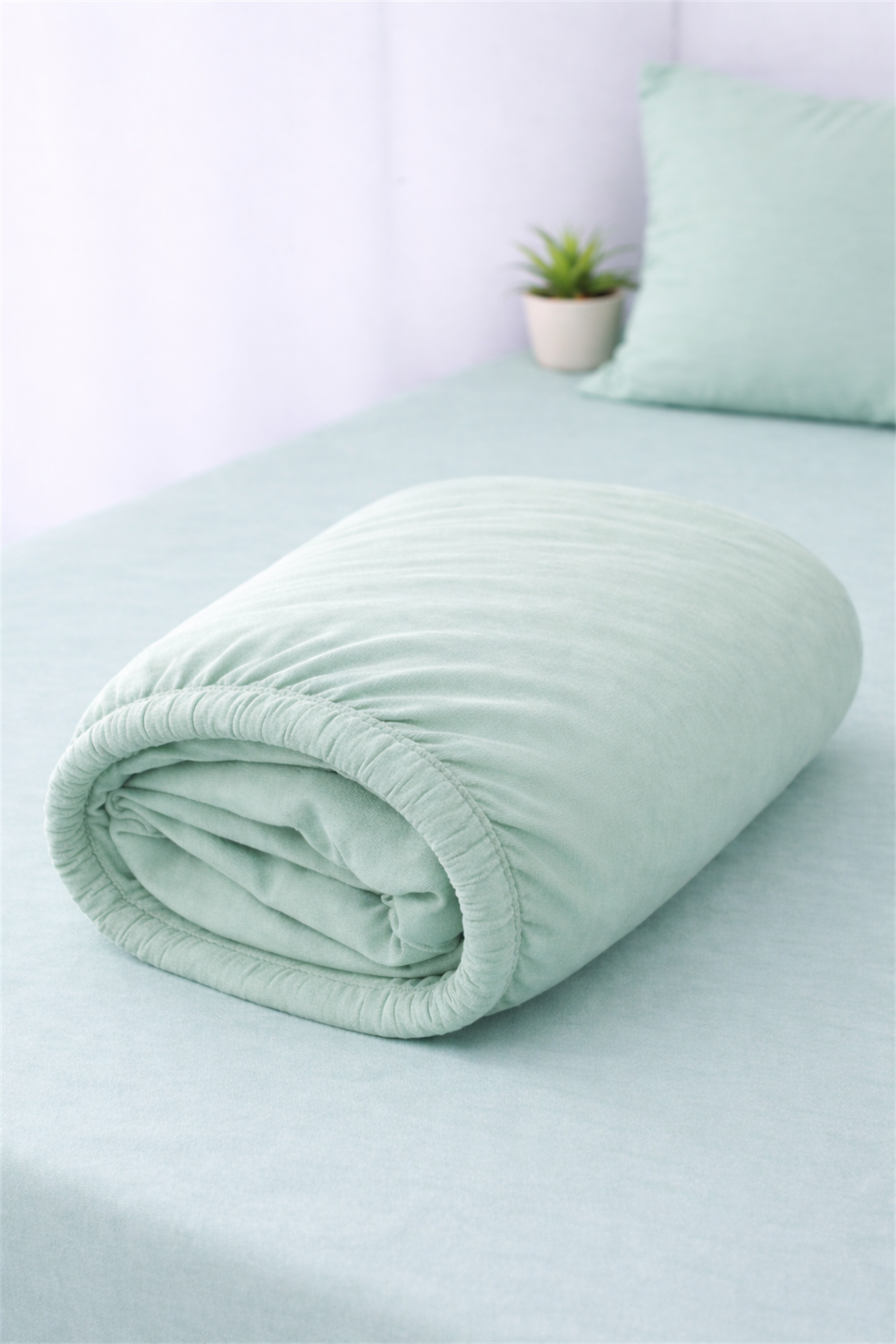 ÇetHome Pamuklu Yeşil Lastikli Tek Kişilik Çarşaf 120*200 cm