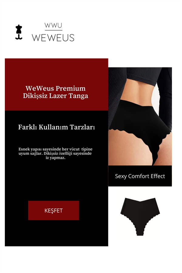 Erdem Siyah Dikişsiz Lazer Kesim Yüksek Bel Tanga