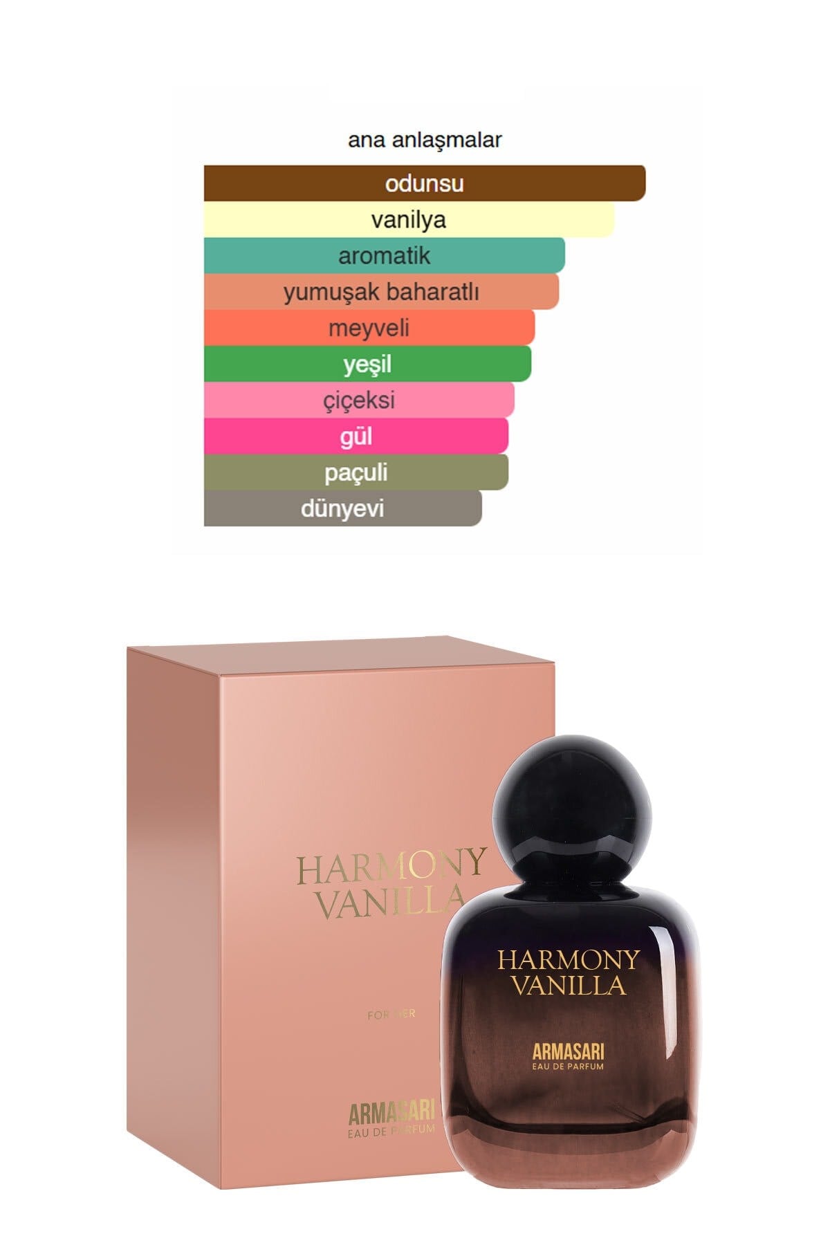 Harmony Vanilla Edp Kalıcı Kadın Parfüm 100ml | Meyveli | Cassis, Gül, Paçuli, Vanilya
