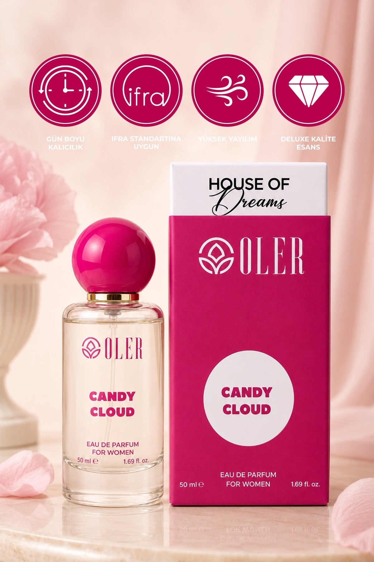 House of Dreams Candy Cloud Kadın Parfüm EDP 50 ml | Orkide | Mandalina | Tropikal Meyveler | Vanilya | Misk | Sandal Ağacı