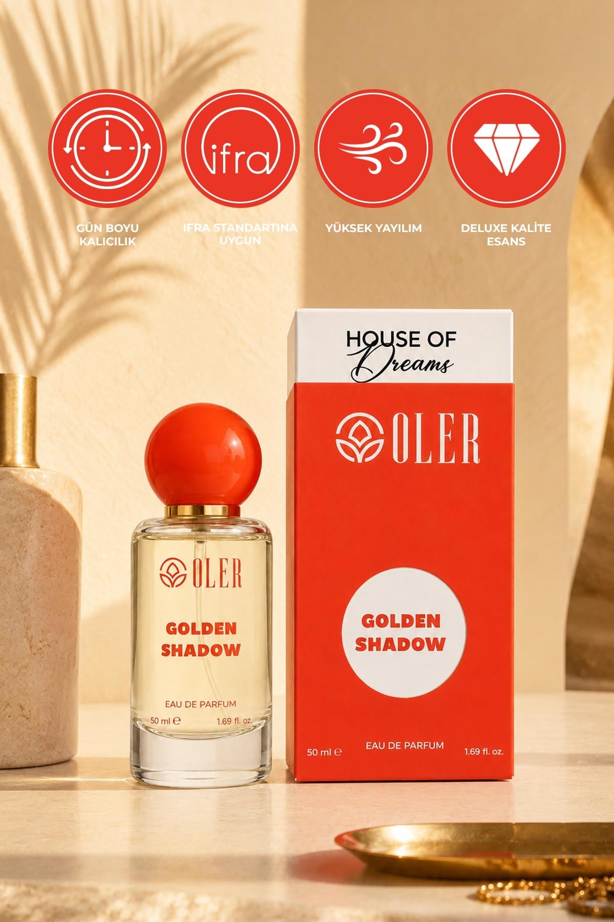 House of Dreams Golden Shadow Unisex Parfüm EDP 50 ml | Tarçın | Muskat | Hurma | Pralin | Vanilya | Tonka Fasulyesi