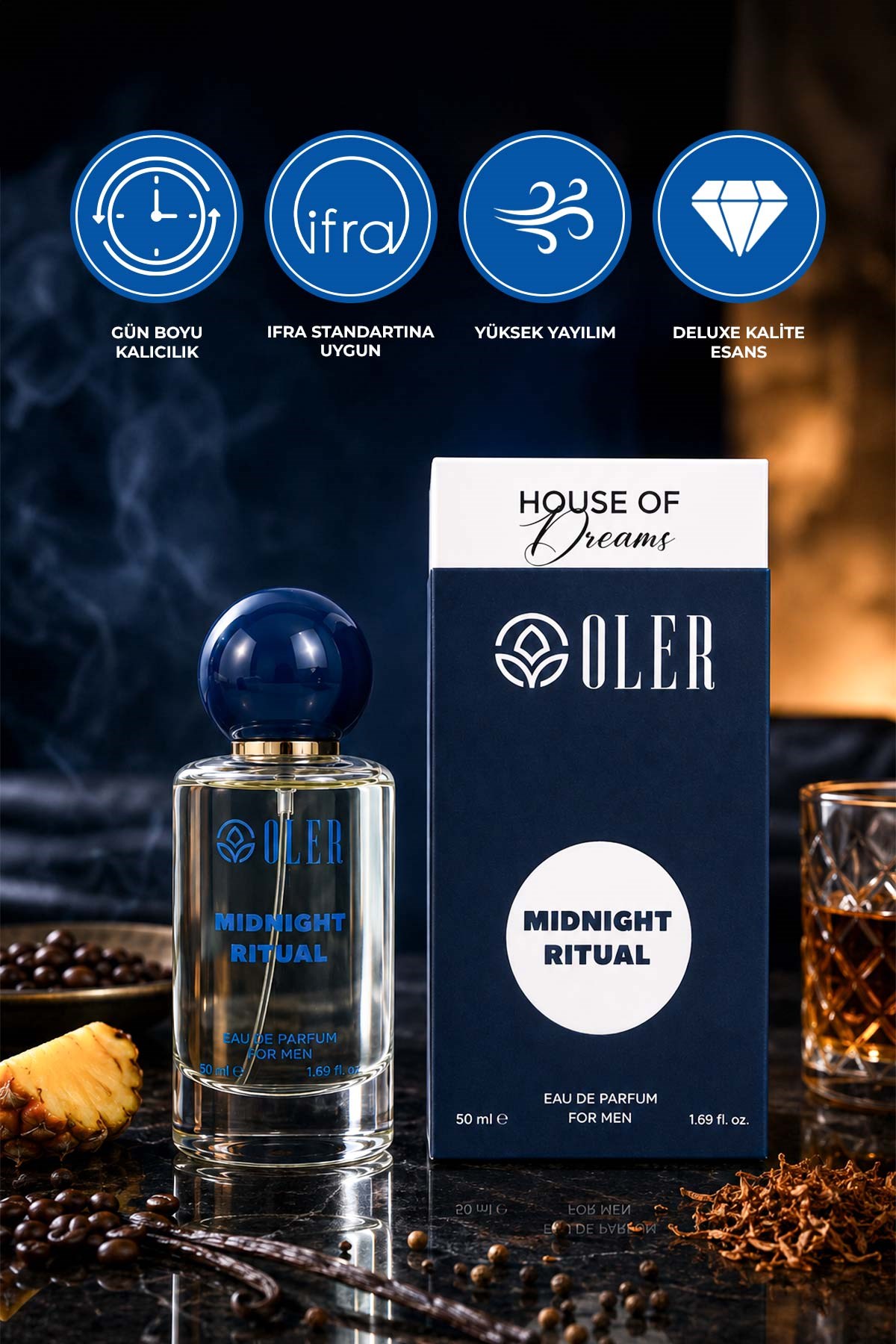 House of Dreams Midnight Ritual Erkek EDP 50 ml | Karabiber | Tütün | Ananas | Kahve | Vanilya | Amber