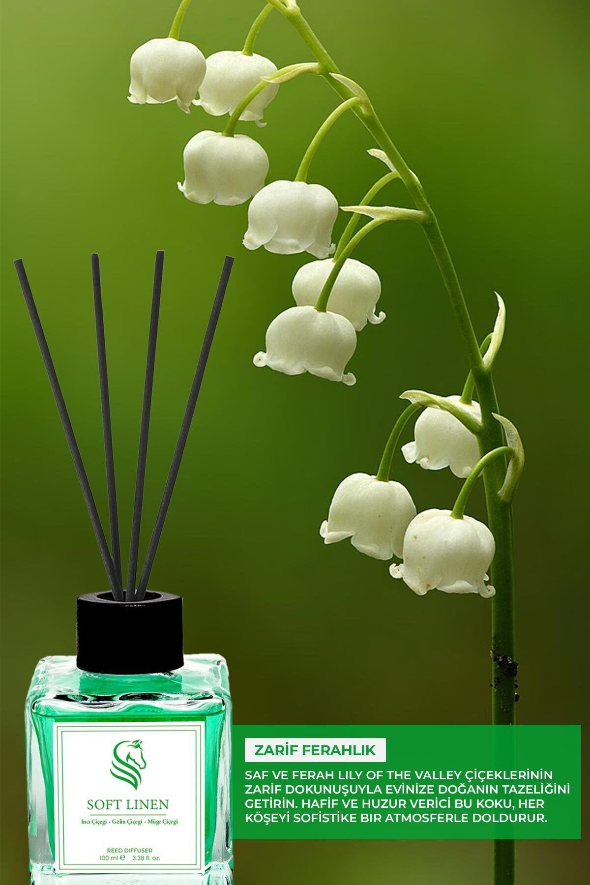 Inci Çiçeği Çubuklu Oda Kokusu Soft Linen Reed Diffuser 100ml
