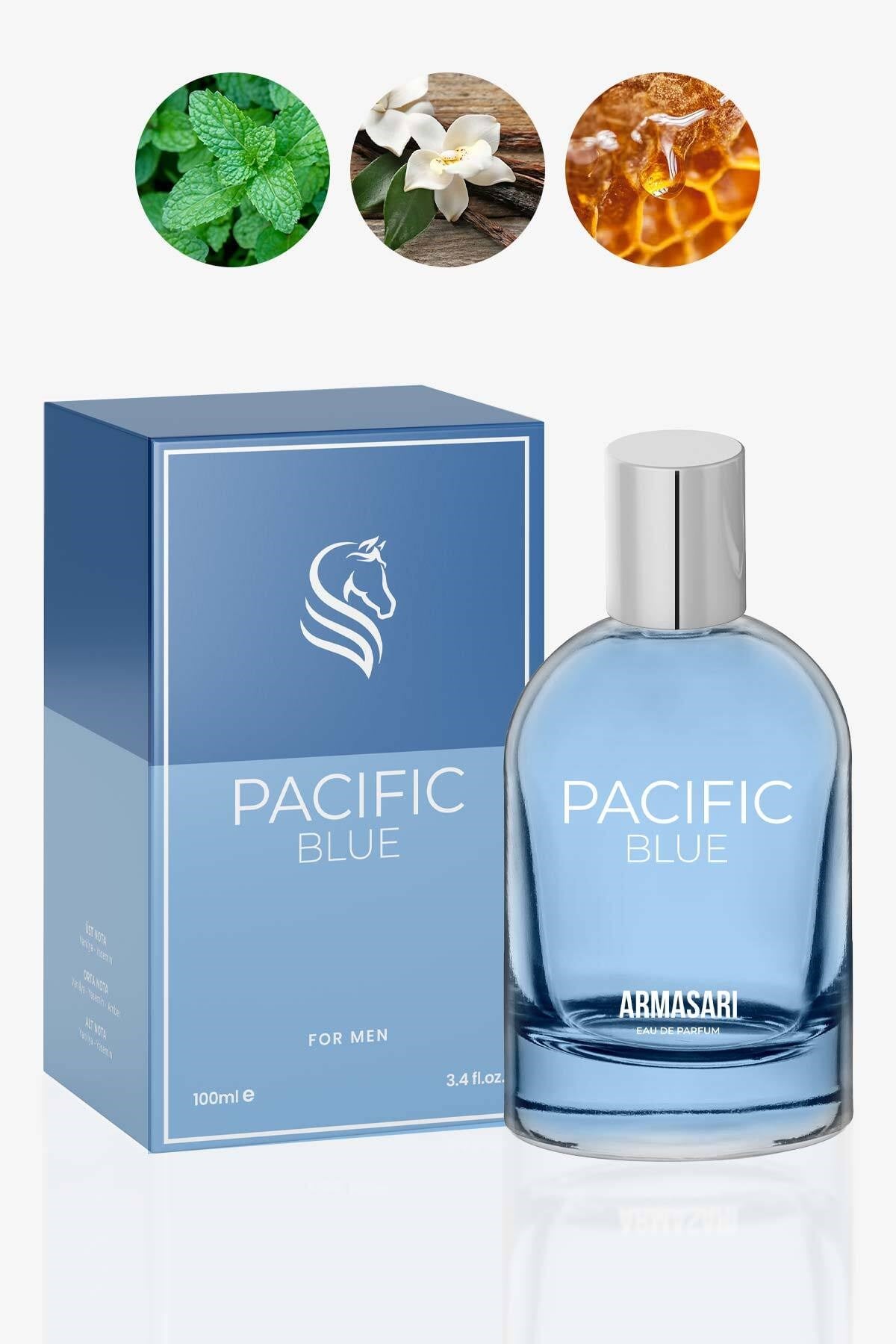 Pacific Blue Edp Erkek Parfüm 100ml | Fresh, Oryantal | Nane, Vanilya, Bal, Tobacco, Lavanta, Tonka