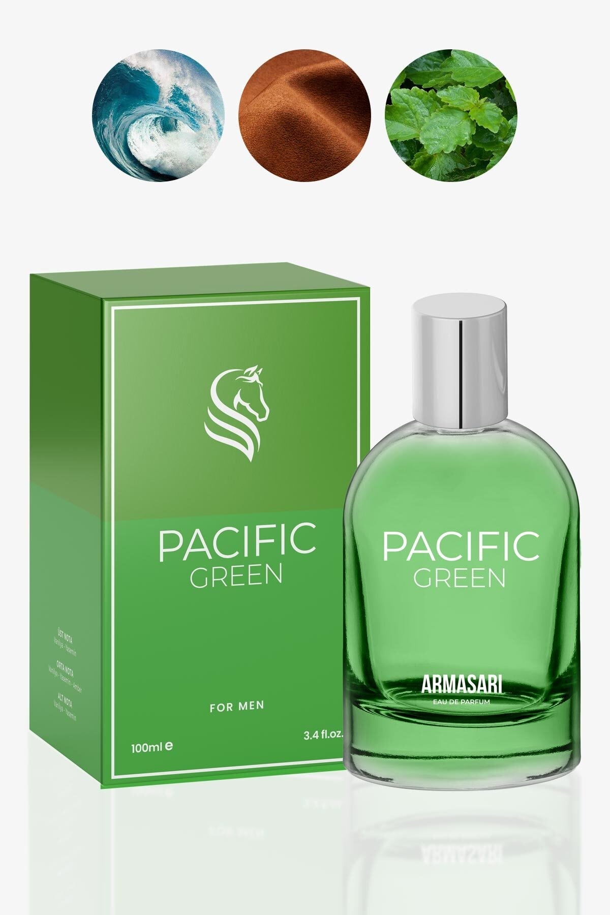 Pacific Green Edp Erkek Parfüm 100ml | Fresh Marina | Deniz Notaları, Deri, Paçuli