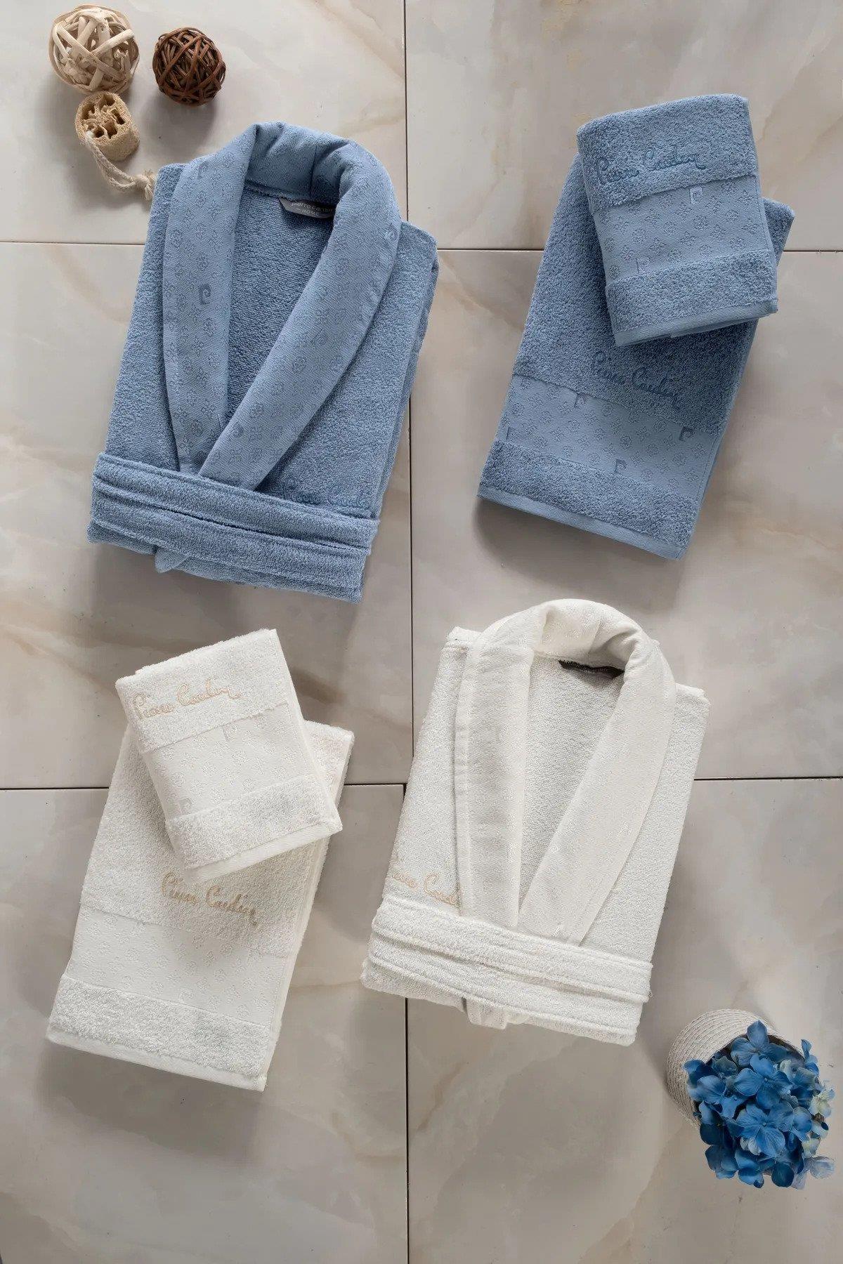 Pierre Cardin Logo Soft Jakarlı Aile Seti Mavi-Krem