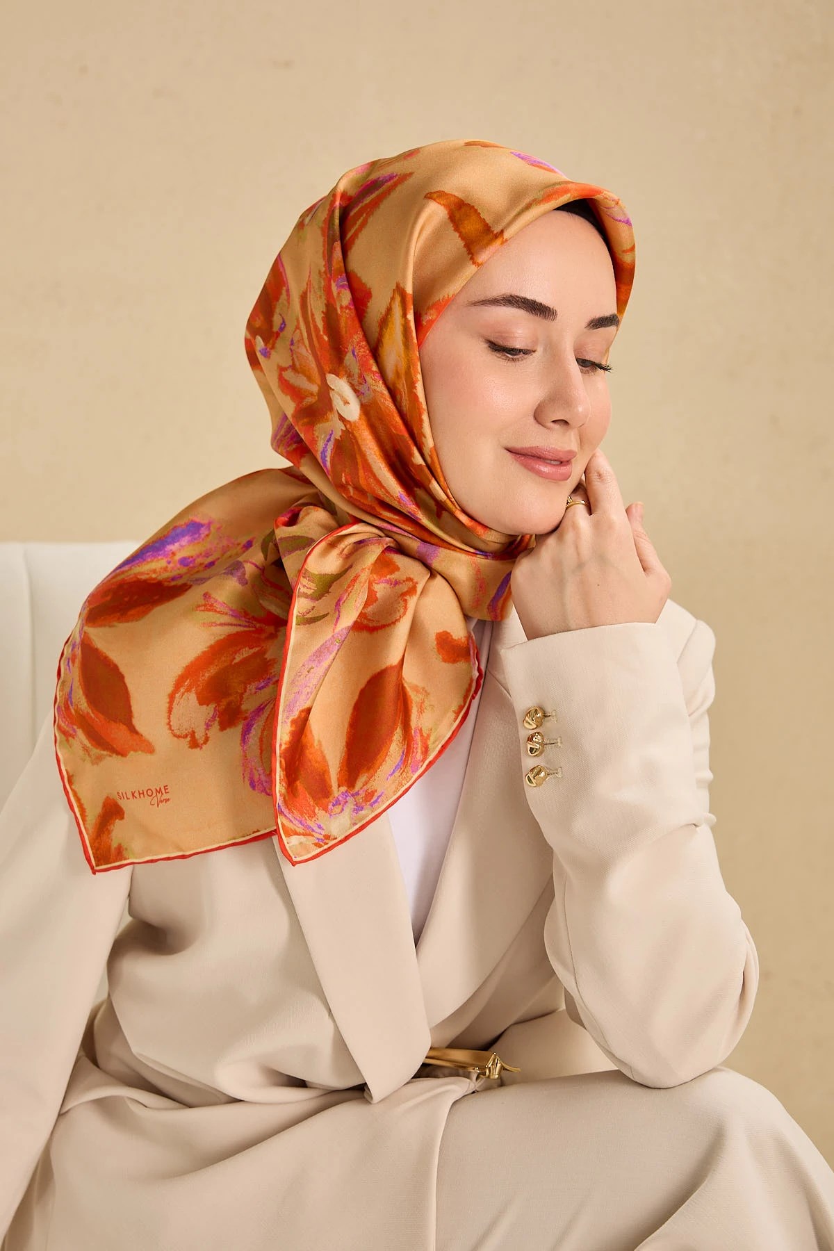 Silk Home Twill İpek Desenli Eşarp 11513