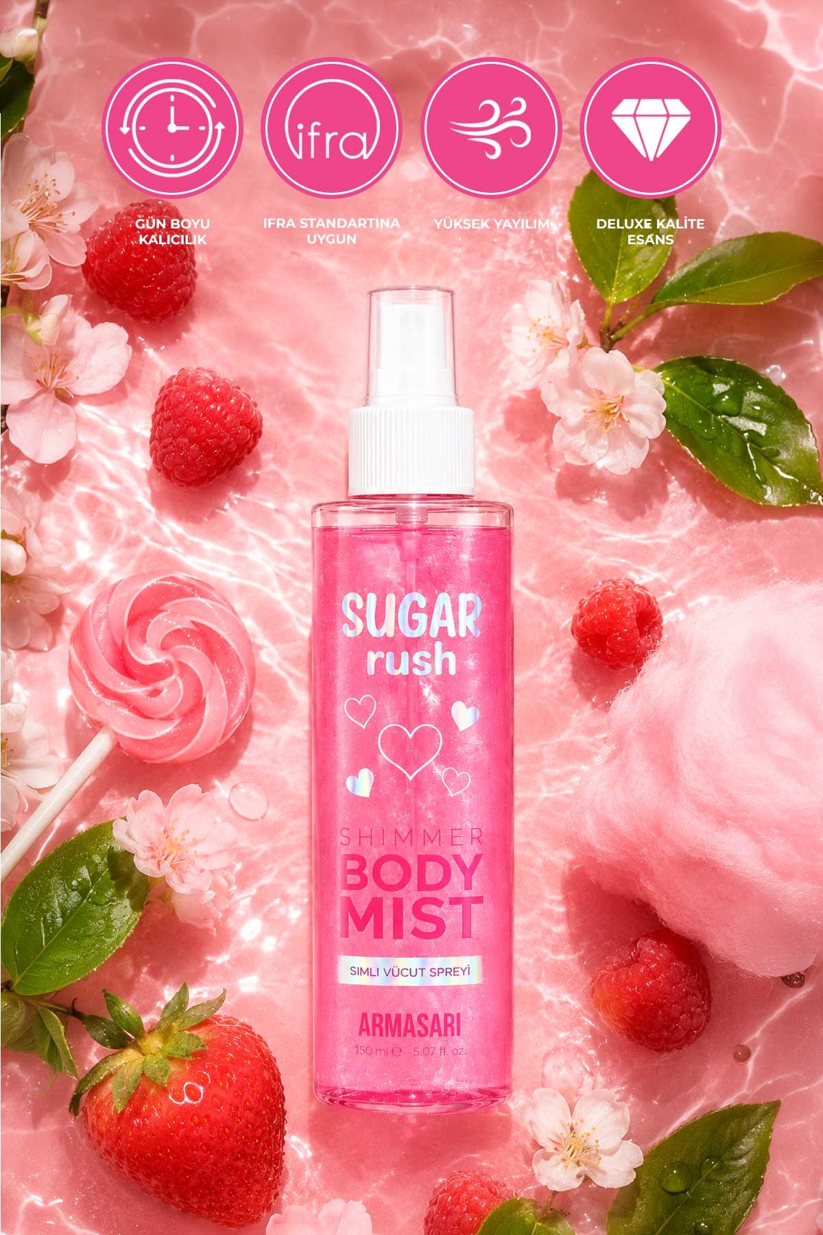 Sugar Rush Simli Vücut Spreyi | Shimmer Body Mist | Sugar Rush | Simli Vücut Spreyi 150 ml