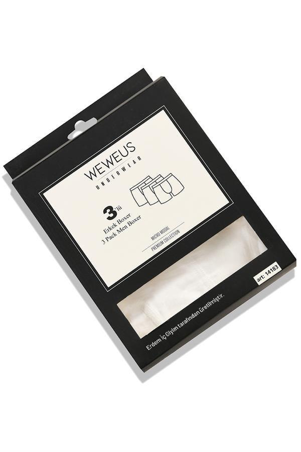 WeWeus 3'lü Beyaz Micro Modal Premium Erkek Boxer