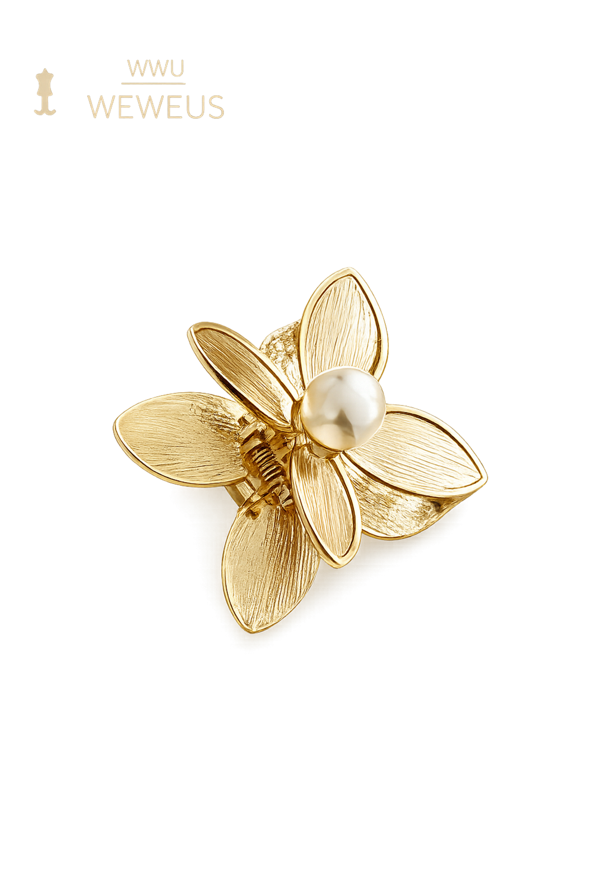 WeWeus Çiçek İncili Gold Parlak Sarı Metal Mini Premium Mandal Toka
