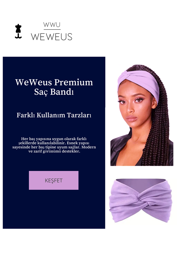 WeWeus Düz Lila Premium Kadın Saç Bandı