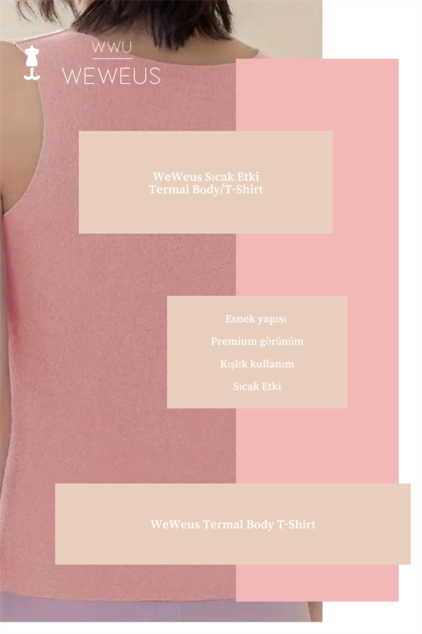 WeWeus Kadın Lüks Pembe Termal İçlik Askılı Atlet Body Tişört