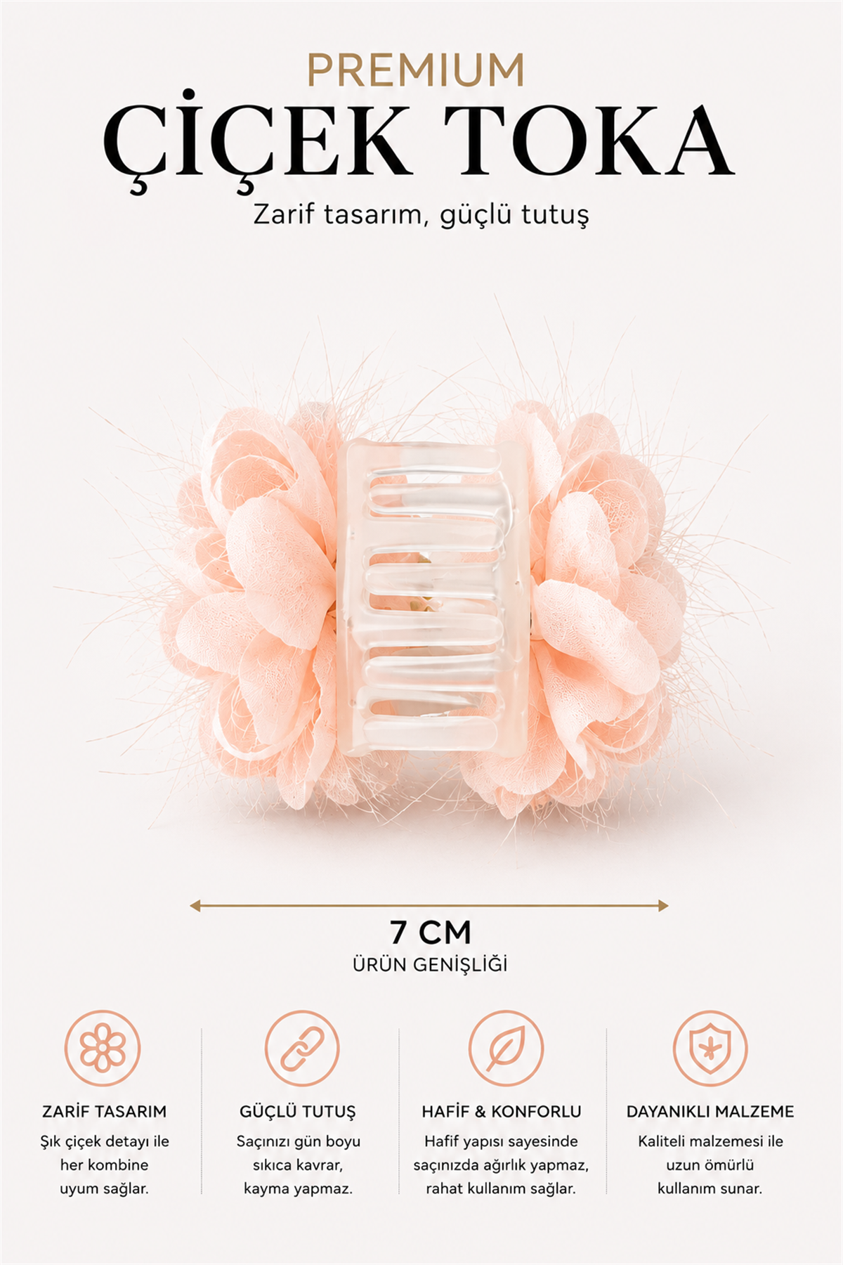 WeWeus Kadın Premium Pembe Çiçek Toka