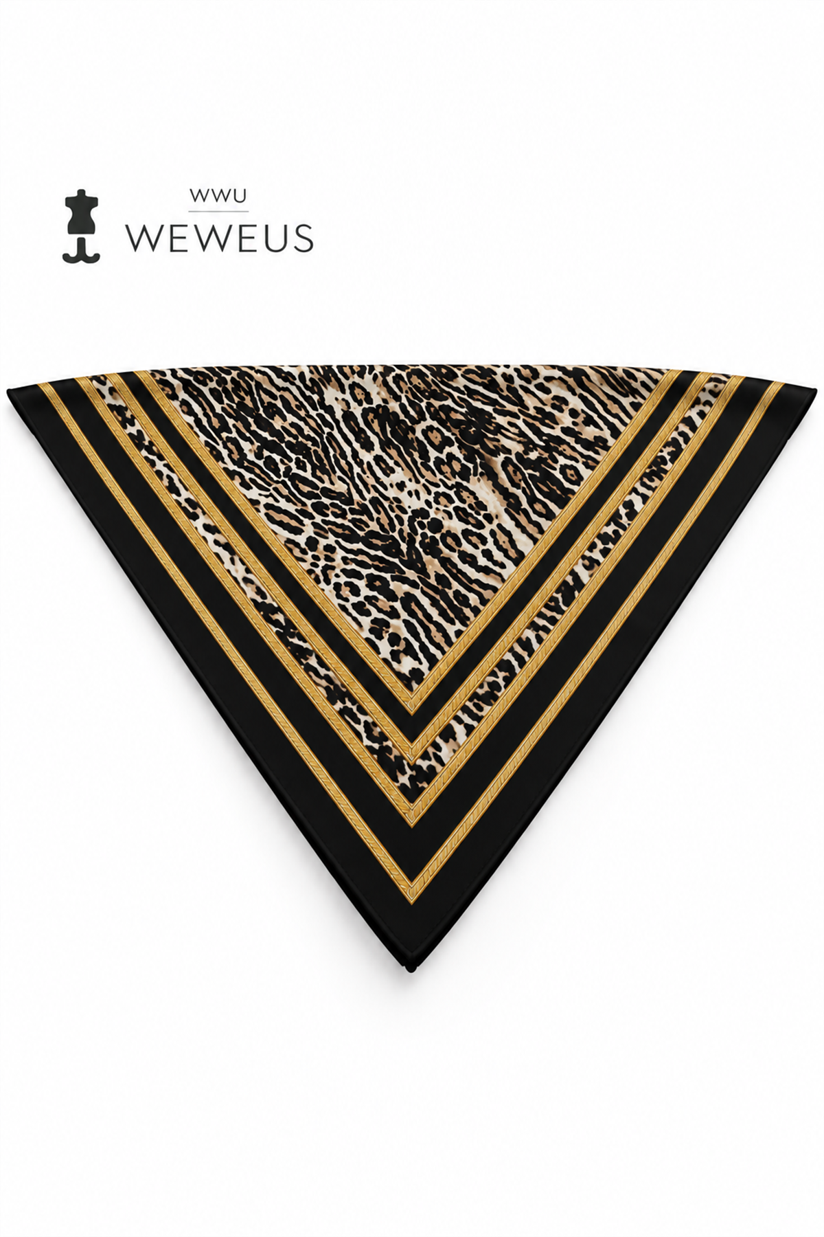 WeWeus Koyu Leopar Desen İnce Omuz Şalı & Fular 90x90 cm