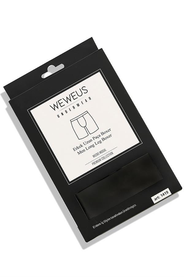 WeWeus Siyah Micro Modal Premium Erkek Uzun Boxer